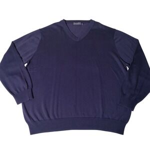 Paul Fredrick Mens Blue 100% Pima Cotton V-Neck Pullover Sweater 3XL
